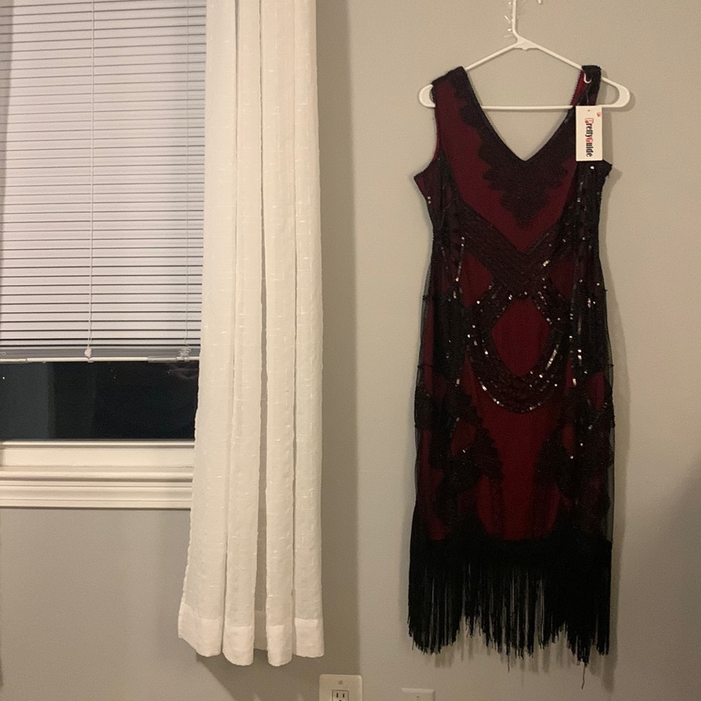 Pretty Guide - Womens  - Black & Red - 20’s Flapper Dress